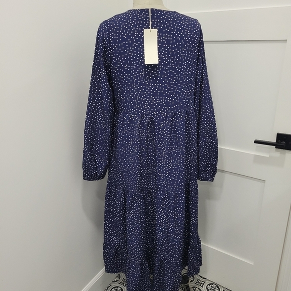 Gyrans Women's Boho Polka Dots V Neck Long Sleeve Midi Dress Size M - Picture 6 of 13